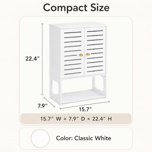 4-Tier Wall Bathroom Storage Cabinet, 15.7" Wx22.4 H | White, 7.9" Deep, with Open Shelf, Space-Saving, Rack, Holder, for Kitchen, Entryway, Laundry, Easy to Assemble - size: 7.9" D x 15.7" W x 22.4" H
