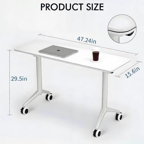 Folding Conference Table with Wheels, Modular Mobile Seminar Table, Flip Top Training Room Desk, Space-Saving & Stackable Office Furniture