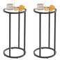 Easy Paws Round Side Table,Glass C Shaped Table,Couch End Table, Tempered Glass Snack Table with Metal Frame, Sofa Couch Bedside Table,TV Tray Table for Small Space(Black,2pcs) - color: Black