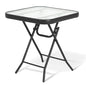Folding Outdoor Side Table -Patio End Bistro Tables Portable Small 17.5" Square Tempered Glass Top Waterproof Dining Coffee Metal Black - color: Transparent-square