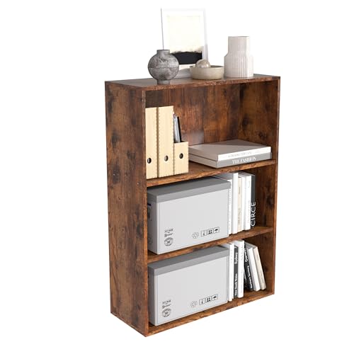 Wooden 3 Cube Storage Organizer,3 Tier Low Bookcase Storage Display Organizer, 33 Inch Versatile Cubes Shelf and Cubby Unit for Any Space (Brown, 3 Cube-W(23.6inch) - color: Brown, size: 3 Cube