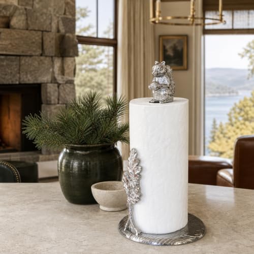 Arthur Court Squirrel Paper Towel Holder - Decorative Aluminum Kitchen Towel Stand - 15 Inch Tall - size: Squirrel