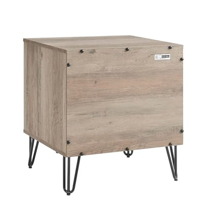 BROVAVE Sturdy Metal Legs Small Nightstand, Modern Nightstand with Textured Drawers, Storage Cabinet for Indoor use, Grey - color: Grey