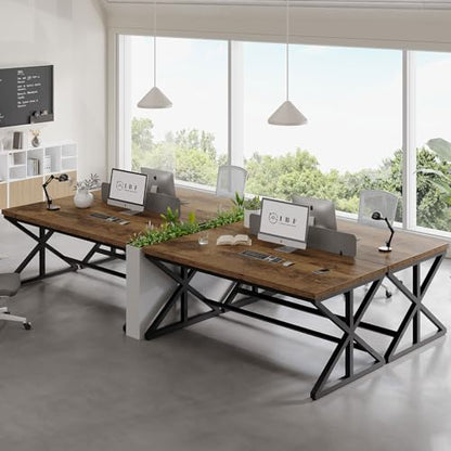 Industrial Computer Desk, Wooden Metal Office Desks Rustic Brown 60 in | Large Long Simple Gaming Executive Computer Desk Table, Wood Student Study Computer Table for Bedroom Living Room - color: Rustic Brown Oak, size: 60 Inch