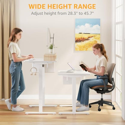 KLUVIS White Electric Standing Desk - 32 Inch Small Adjustable Height Stand up Desk for Writing Study Work, Mini Sit to Stand Desks Workstation for Small Space Adult Boys Girls Bedroom Home Office - size: 31.5''