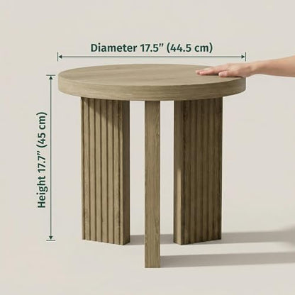17.52" Small Round Side Table, Walnut | Coffee Table with Smooth Thick Mesa, Circle End Table with X Shaped Stable Legs, Accent Tea Table for Living Room, Office - color: Walnut, style: Side Table