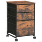HOOBRO 3-Drawer Mobile File Cabinet, Vertical Filing Cabinet, Under Desk Cart with Drawers for Home Office, Rolling Printer Stand, A4/Letter-Sized, Fabric Drawer, Rustic Brown BF30WJ01 - color: Rustic Brown