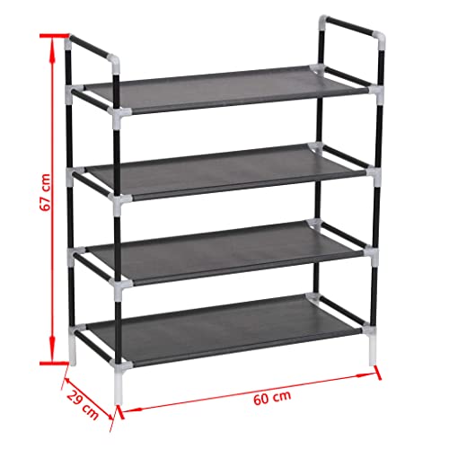 Minimalist Shoe Rack with 4 Shelves, Sturdy Metal Frame, Freestanding Storage Organizer for Entryway Bedroom Hallway