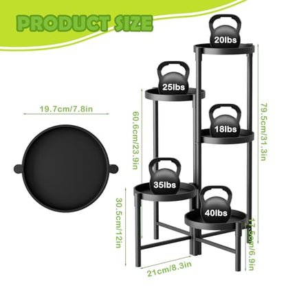 5 Tier Heavy Duty Metal Plant Stand for Indoor & Outdoor Use, Foldable Tall Corner Plant Shelf, Black Flower Pot Holder & Display Rack for Living Room, Balcony, Garden, & Patio