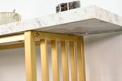 ZeHuoGe Modern Luxury Gold Metal Frame Console Table, Chic Entryway Table with Storage Shelf for Living Room Decor