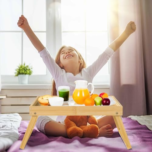 RRX Bed Tray Table with Folding Legs, Breakfast in Bed Tray (1, Beige) | Bed Trays for Folding Table Eating, Kitchen Serving, Food, Sofa, Snacking or Working, Laptop Desk Dinner, Snack Tray - color: Beige