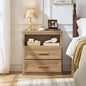 RWYHG 24'' Wide Farmhouse Night Stand with 2 Drawers,Wood Nightstand | Modern End Table Open Storage Shelf, Metal Handle, Mid-Century Bed Side Table for Bedroom, Living Room,Oak - color: Oak