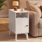VASAGLE MAEZO Collection - End Table with Charging Station, Narrow Side Table, Nightstand with Tapered Legs, Curved Transitions, for Small Spaces, Bedroom, Cloud White ULET329W101S - color: Cloud White