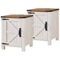 OKD 18" Farmhouse End Table Set of 2, Antique White | Rustic Nightstand, Charging Station, Barn Door, Adjustable Storage Shelf, Wood Sofa Side Table, Living Room, Bedroom - color: Antique White