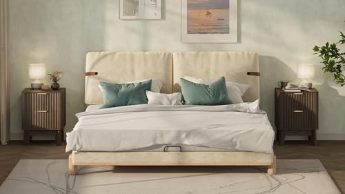 Fluted Nightstand Set of 2, Modern End Table with Metal Handle,2 Storage Drawers Side Table,Bedside Table for Bedroom,Wood Nightstands,Curved Profile Design Furnitue, Walnut - color: 2pcs_walnut