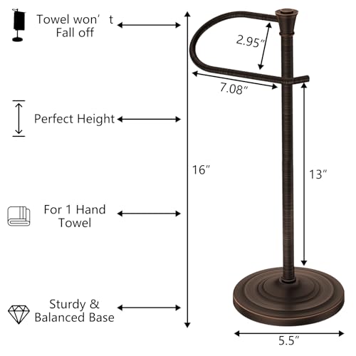 Bronze Bath Hand Towel Holder Stand,Stainless Steel 16 Inch Free Standing Towel Rack,Heavy Weight Towel Bar for Bathroom Vanity Countertop &Kitchen - color: Bronze