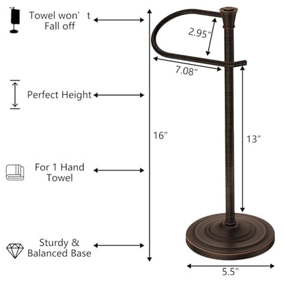 Bronze Bath Hand Towel Holder Stand,Stainless Steel 16 Inch Free Standing Towel Rack,Heavy Weight Towel Bar for Bathroom Vanity Countertop &Kitchen - color: Bronze