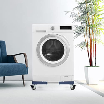 WBD WEIBIDA Adjustable Furniture Dolly with 4 Dual-Locking Wheels, Universal Washing Machine Base Stand, Square Appliance Mover for Refrigerator, Mini-Fridge, Washer & Dryer, Moving Cart - color: Blue - 4 Wheels