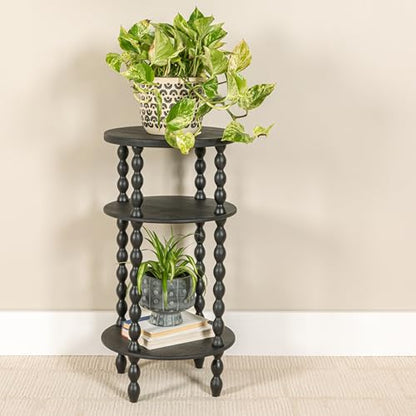 Creative Co-Op Bobbin Leg Round Wood Accent Table, Black - color: Black, size: 15.75"L x 15.75"W x 29.5"H