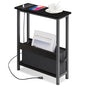 BAMGROW Slim Charging End Table with Storage - for Small Spaces and Bedroom (Black) - color: Black