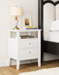 Fluted Nightstand, Farmhouse Night Stand with 2 Drawers, Mid Century Modern Side Accent Table,Bedside End Table for Bedroom, Living Room, White - color: White, size: 2 Drawers
