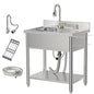 Stainless Steel Utility Sink, 29.5" Single Bowl Freestanding Laundry Sink with 360° Hot & Cold Water Faucet, Hoses & Drain Kit, Outdoor/Indoor Commercial Sink for Kitchens, Garage, Laundry Room - size: 29.54" x 19.7" x 35.2"