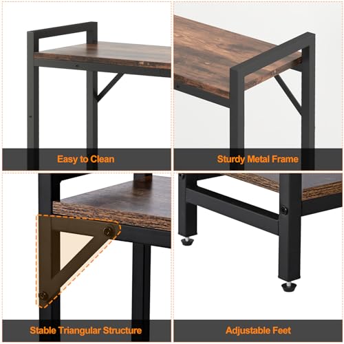 Livofloral Narrow Console Table, Small Entryway Table with 2 Support Bar, Thin Sofa Table, Small Couch Table, Display Table, Side Table for Living Room, Hallway, Bedroom, Rustic Brown - color: Rustic Brown