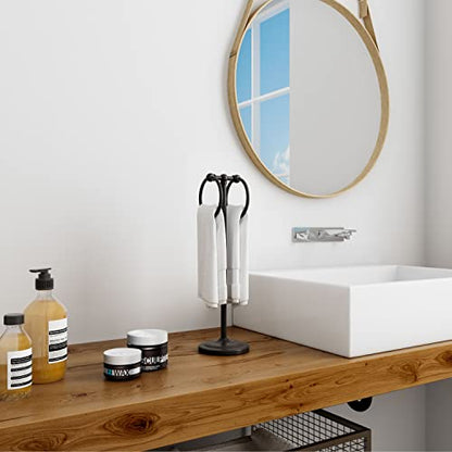 BGL Hand Towel Holder Stand for Bathroom, Hand Towel Stand for Bathroom Counter, Free Standing Towel Racks for Bathroom with Weighted Wood Base,19" High-Oil Rubbed Bronze - color: Oil Rubbed Bronze