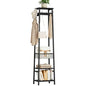 Coat Rack Freestanding, Coat Stand with Metal Basket and Storage Shelves, Hall Tree Free Standing with and 7 Hooks, Clothes Rack Stand Organizer, Black - color: Black, style: 2 Shelves + 1 Basket