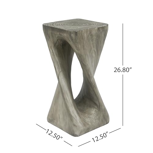 Merax Twist Shape MGO Accent Side Table, Unique Modern End Table with Wide Pedestal & Tabletop, Small Drink Tables for Living Room, Bedroom Night Stand Bedside Table, No Assembly Required, Grey - color: Grey, size: Twist Shaped