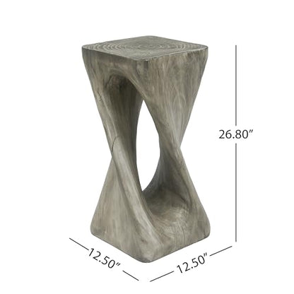 Merax Twist Shape MGO Accent Side Table, Unique Modern End Table with Wide Pedestal & Tabletop, Small Drink Tables for Living Room, Bedroom Night Stand Bedside Table, No Assembly Required, Grey - color: Grey, size: Twist Shaped
