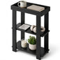 Narrow Side Table Black, 3-Tier Side Table, Rustic Farmhouse Narrow End Table with Storage, Slim Table Nightstand for Small Spaces, Bedroom or Living Room (Black) - color: Black
