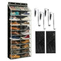 SUREMAX Super Capacity Over The Door Shoe Organizer, 11-Tier Hanging Shoe Rack for Closet Door Fits 33 Pairs, Clear PVC Behind The Door Storage Organizer with Heavy Duty Hooks & Loop Fastener, Black