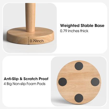 KitchLife Cute Wooden Paper Towel Holder Countertop - Solid Freestanding Paper Towel Dispenser Stand Organizer with Anti-Skid Base (Bear) - style: Bear