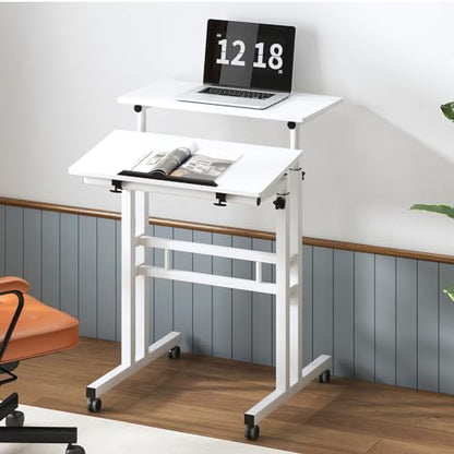 SogesHome Adjustable Laptop Desk Table 23.6inches Portable Laptop Table Computer Stand Desk Cart Tray Table, White - color: White-small Size, size: 23.6''