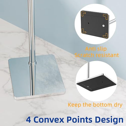 RUACQ Bathroom Toilet Paper Holder Stand, Chrome | Dual-Post Pivoting Free Standing Toilet Roll Holder with Weighted Base, Anti-drop Design 304 Stainless Steel Tissue Stand - color: Chrome, size: Free Standing