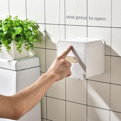 simpletome Toilet Paper Holder Wall Mount with Shelf Waterproof Adhesive or Drilling Install (White, ABS Plastic) - color: White, size: ABS Plastic