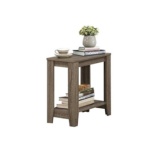 Pemberly Row 2-Tier Modern Wood End Table, Dark Taupe Brown Finish, Textured Wood-Like Design, 22 in H x 24 in W x 12 in D, Tapered Legs, Rustic Living Room/Bedroom/Office Accent Table - color: Dark Taupe