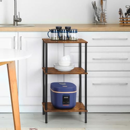 ETELI Tall End Table 3 Tier Side Table Small Nightstand, Rustic Brown | with Storage Shelf, for Small Spaces Living Room Bedroom Office - color: Brown