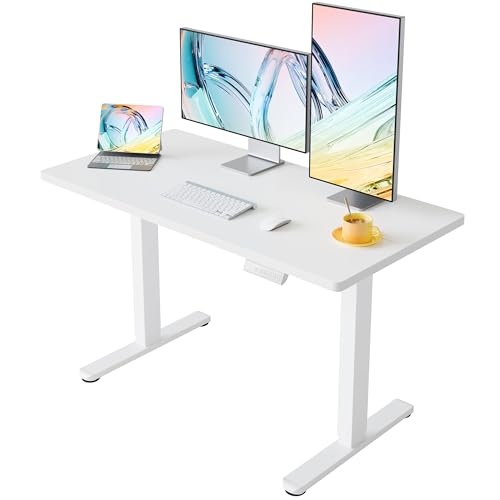 HUANUO Electric Standing Desk,40" x 24" Height Adjustable Desk, 4 Memory Height Settings, Sit to Stand Up Desk for Home Office, with Headphone Hook, Cable Manager, White - color: White, size: 40" X 24"