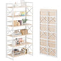 4NM 6 Tiers No Assembly Book Shelves, 61.8" H Folding Bookshelf Bookcase Open Industrial Foldable Shelves for Bedroom, Living Room, Home Office - Natural White - color: Natural White, size: XX 6-Tier
