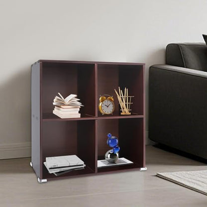 4 Cube Storage Organizer - Pine Wood Bookshelf - Cube Shelf - Vertical or Horizontal Bookcase - Open Book Shelf - Easy Assembly for Bedroom, Living Room, Office - size: 4 Cube