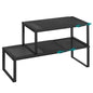 SONGMICS Spice Racks, Set of 2 Expandable Kitchen Countertop Shelves, Small Cupboard Organizers, Metal, Space-Saving Tabletop Shelves, Matte Black UKCS402B01 - color: Matte Black, size: Set of 2