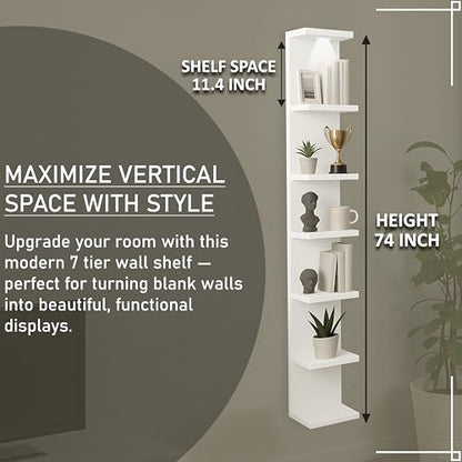 home stuff Wall shelf unit, 11 3/4x74 3/4,Use fixing devices suitable for the walls in your home. (White with LED Light) - color: White With Led Light