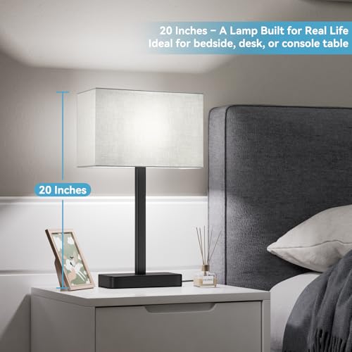 Hong-in Touch Lamps for Bedroom - 3-Way Dimmable Bedside Lamps Set of 2 with USB C+A, Grey Modern Table Lamp for Night Stands, Desk Lamp for Living Room Nightstand End Tables Bed Side - color: A. Grey&Black