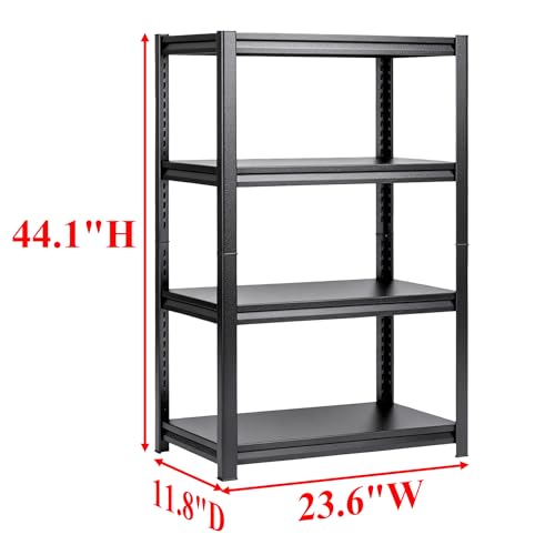 4 Tier Kitchen Storage Shelf, Kitchen Organizers Space Saving All Steel Freestanding Rack, Heavy Duty Metal Shelving Unit, Adjustable Open Shelf for Pantry Organizers and Storage 23.6"W×11.8"D×44.1"H - size: 4 Tier 23.6"W×11.8"D×44.1"H