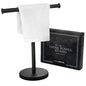 Luxury Hand Towel Holder Stand with Heavy Weighted Base, Matte Black Towel Rack, T-Shape, Freestanding Towel Stand for Bathroom Vanity or Kitchen Countertop, Waterproof Counter Organizer - color: Matte Black