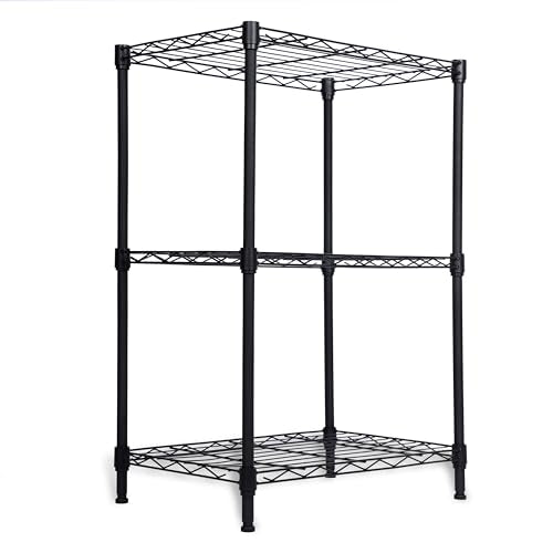Whitmor 3 Tier Storage Shelves, Heavy Duty Metal Shelving, 400 lbs Capacity per Shelf, 1200 lbs Total, Easy Assembly for Kitchen, Garage, Plant, 18" L x 12" W x 26.4" H, Black - color: Black, size: 3-TIER,18"L x 12"W x 26"H