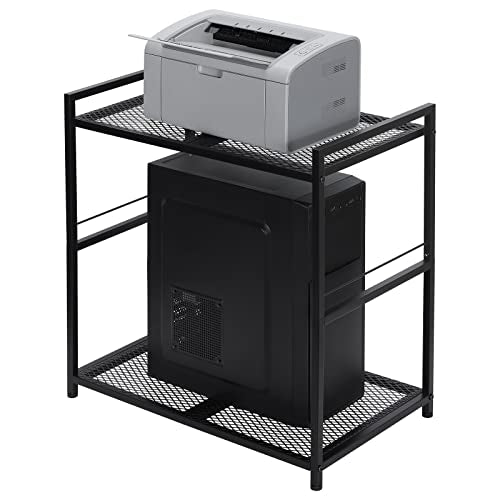 OYEAL Computer Tower Stand, PC Tower Stand Metal Rolling Cart Holds up to 40lbs, 2 Tier Mobile Printer Stand with Storage Under Desk for Home & Office, Black - color: Black