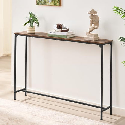 Console Table, Narrow Entryway Table, Thin Sofa Table, Behind Couch Table,for Hallway, Bedroom, Living Room, Foyer, 9.4 x 47.2 x 31.5 Inches, Rustic Brown - size: 9.4" W x 47.2" D, style: Ordinary